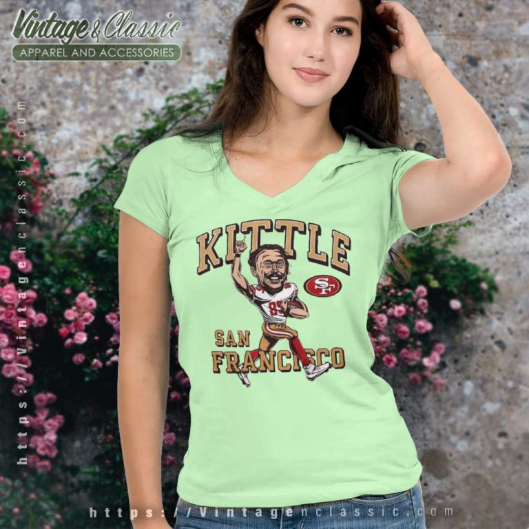 George Kittle San Francisco 49ers Caricature V Neck TShirt George Kittle San Francisco 49ers Caricature V Neck TShirt