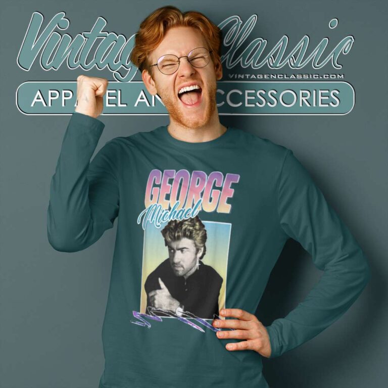 George Michael 80s Styled Long Sleeve Tee George Michael 80s Styled Long Sleeve Tee