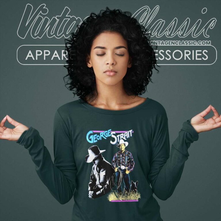 George Strait Shirt Cowboy Western Portrait Long Sleeve Tee George Strait Shirt Cowboy Western Portrait Long Sleeve Tee