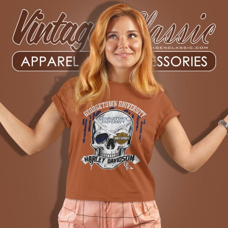 Georgetown University Harley Davidson Skull Women T Shirt Georgetown University Harley Davidson Skull Women T Shirt
