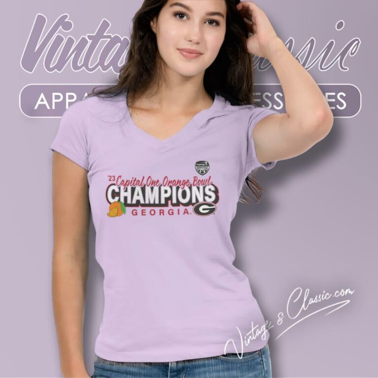 Georgia Bulldogs 2023 Capital One Orange Bowl Champions V Neck TShirt Georgia Bulldogs 2023 Capital One Orange Bowl Champions V Neck TShirt