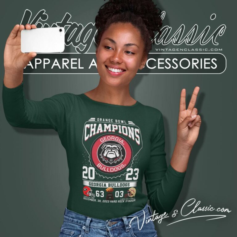 Georgia Bulldogs 2023 Orange Bowl Champions 63 03 Seminoles Long Sleeve Tee Georgia Bulldogs 2023 Orange Bowl Champions 63 03 Seminoles Long Sleeve Tee