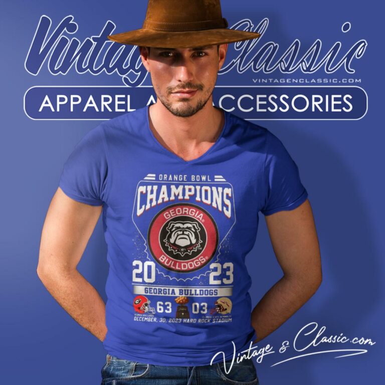 Georgia Bulldogs 2023 Orange Bowl Champions 63 03 Seminoles V Neck TShirt Georgia Bulldogs 2023 Orange Bowl Champions 63 03 Seminoles V Neck TShirt