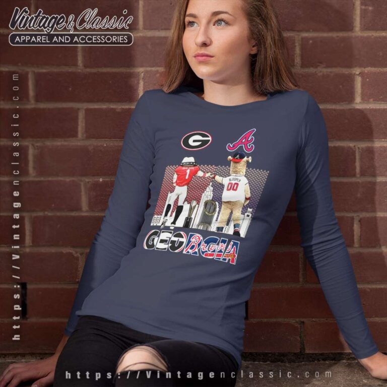 Georgia Bulldogs And Atlanta Braves Long Sleeve Tee Georgia Bulldogs And Atlanta Braves Long Sleeve Tee