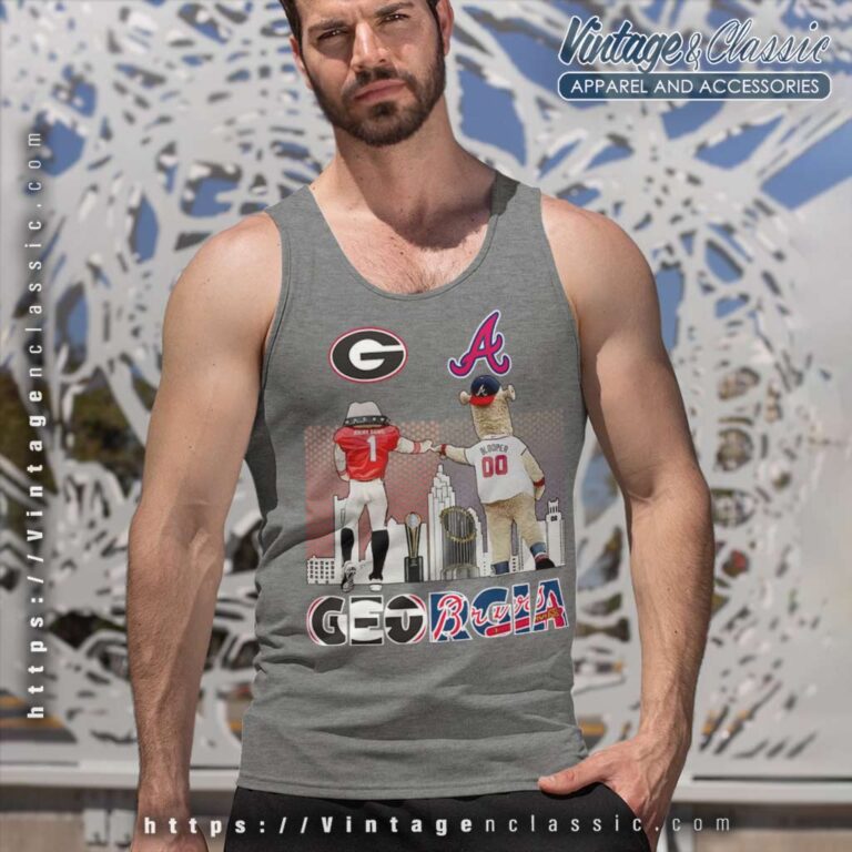 Georgia Bulldogs And Atlanta Braves Tank Top Racerback Georgia Bulldogs And Atlanta Braves Tank Top Racerback