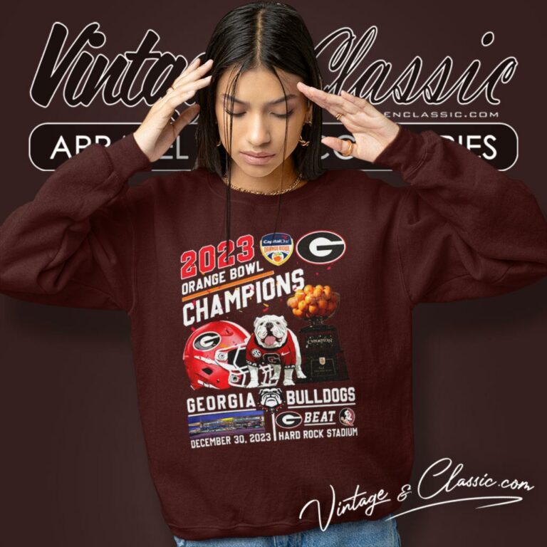 Georgia Bulldogs Beat Florida State Seminoles 2023 Orange Bowl Champions Hard Rock Stadium Sweatshirt Georgia Bulldogs Beat Florida State Seminoles 2023 Orange Bowl Champions Hard Rock Stadium Sweatshirt