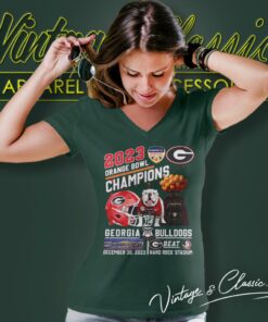Georgia Bulldogs Beat Florida State Seminoles 2023 Orange Bowl Champions Hard Rock Stadium V Neck TShirt