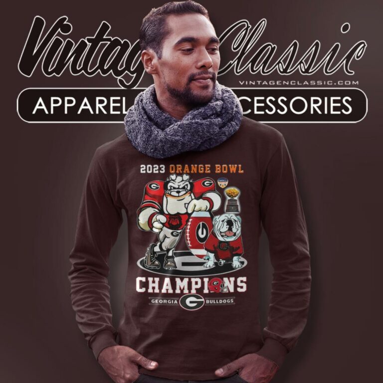 Georgia Bulldogs Mascot 2023 Orange Bowl Champions Long Sleeve Tee Georgia Bulldogs Mascot 2023 Orange Bowl Champions Long Sleeve Tee