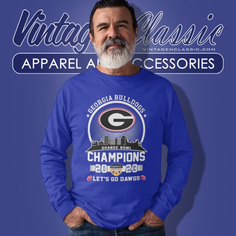 Georgia Bulldogs Skyline Orange Bowl Champions 2023 Lets Go Dawgs Long Sleeve Tee Georgia Bulldogs Skyline Orange Bowl Champions 2023 Lets Go Dawgs Long Sleeve Tee