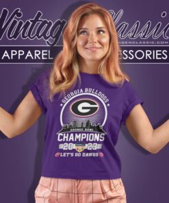 Georgia Bulldogs Skyline Orange Bowl Champions 2023 Lets Go Dawgs Women T Shirt