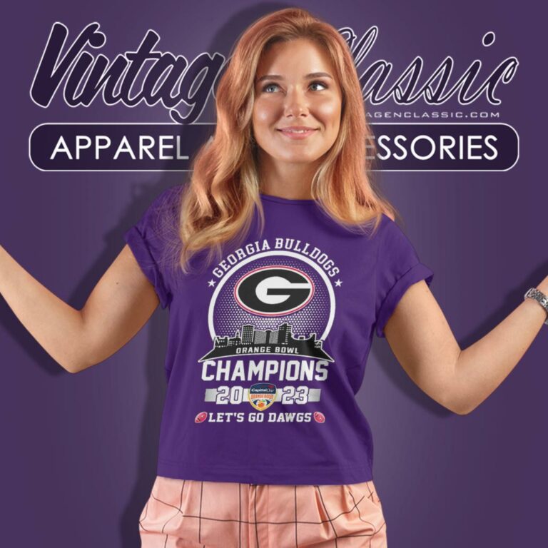 Georgia Bulldogs Skyline Orange Bowl Champions 2023 Lets Go Dawgs Women T Shirt Georgia Bulldogs Skyline Orange Bowl Champions 2023 Lets Go Dawgs Women T Shirt