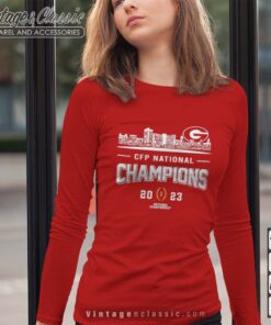 Georgia Bulldogs Team Name 2023 CFP National Champions Longsleeves
