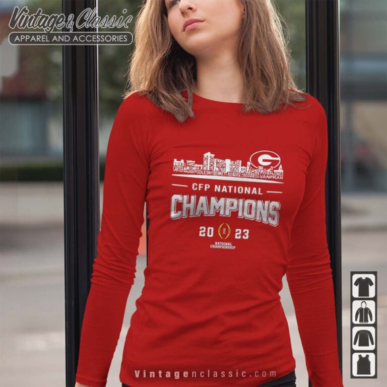 Georgia Bulldogs Team Name 2023 CFP National Champions Longsleeves Georgia Bulldogs Team Name 2023 CFP National Champions Longsleeves