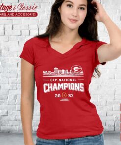 Georgia Bulldogs Team Name 2023 CFP National Champions Vneck