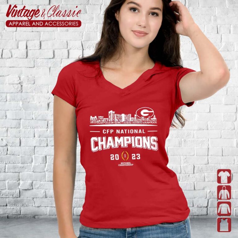 Georgia Bulldogs Team Name 2023 CFP National Champions Vneck Georgia Bulldogs Team Name 2023 CFP National Champions Vneck