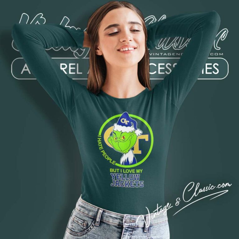 Georgia Tech Ncaa Christmas Grinch Shirt I Hate People But I Love My Yellow Jackets Long Sleeve Tee Georgia Tech Ncaa Christmas Grinch Shirt I Hate People But I Love My Yellow Jackets Long Sleeve Tee
