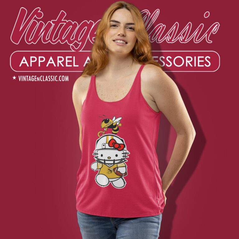 Georgia Tech Yellow Jackets Hello Kitty Tank Top Racerback Georgia Tech Yellow Jackets Hello Kitty Tank Top Racerback
