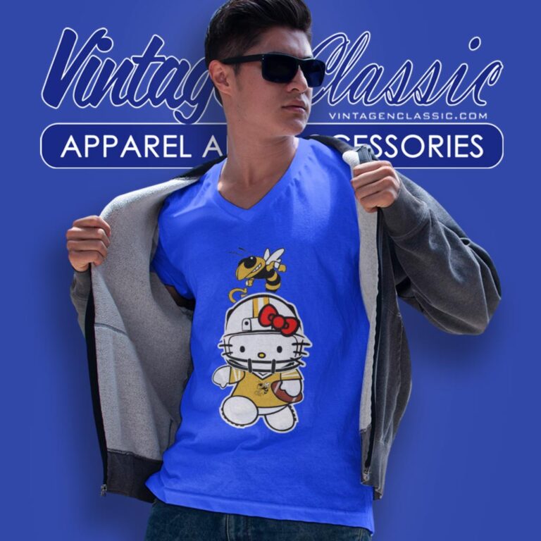 Georgia Tech Yellow Jackets Hello Kitty V Neck TShirt Georgia Tech Yellow Jackets Hello Kitty V Neck TShirt
