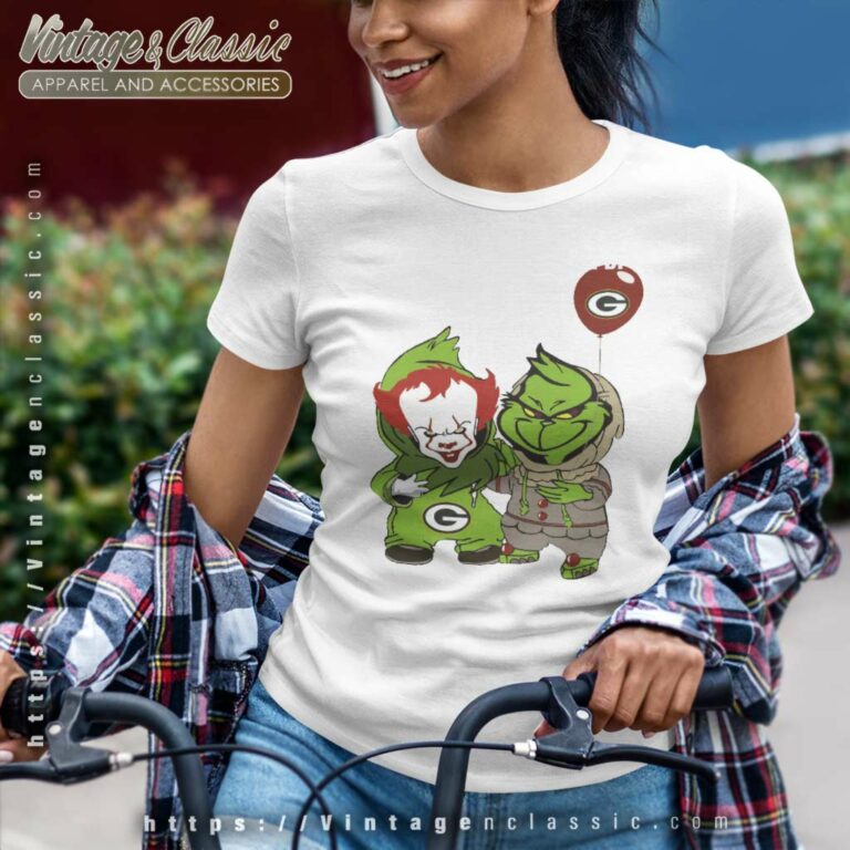 Green Bay Packers Pennywise Grinch Christmas Women TShirt Green Bay Packers Pennywise Grinch Christmas Women TShirt