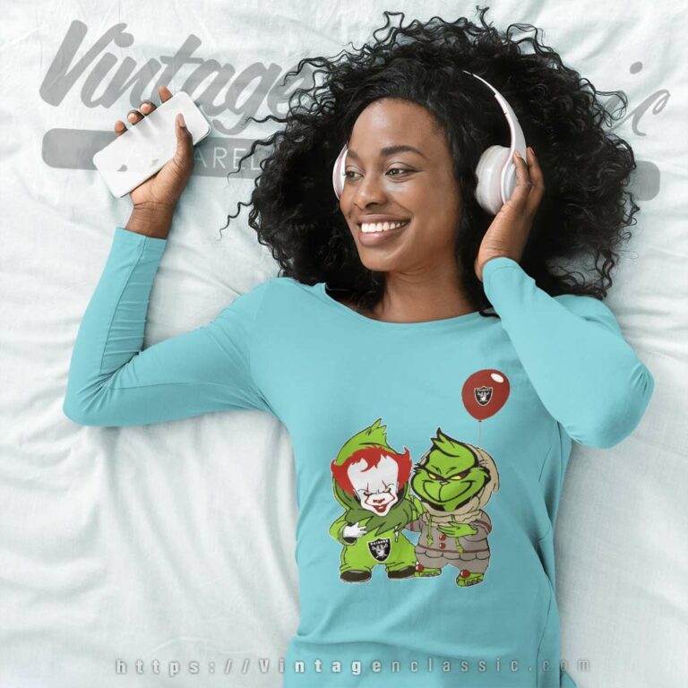 Georgie And Grinch Las Vegas Raiders Long Sleeve Tee Georgie And Grinch Las Vegas Raiders Long Sleeve Tee
