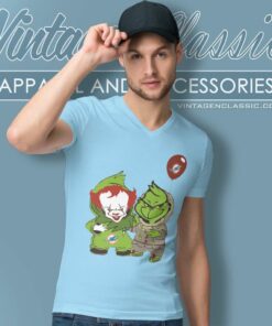 Georgie And Grinch Miami Dolphins Shirt 5 Georgie And Grinch Miami Dolphins V Neck TShirt