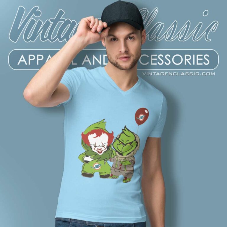 Georgie And Grinch Miami Dolphins V Neck TShirt Georgie And Grinch Miami Dolphins V Neck TShirt