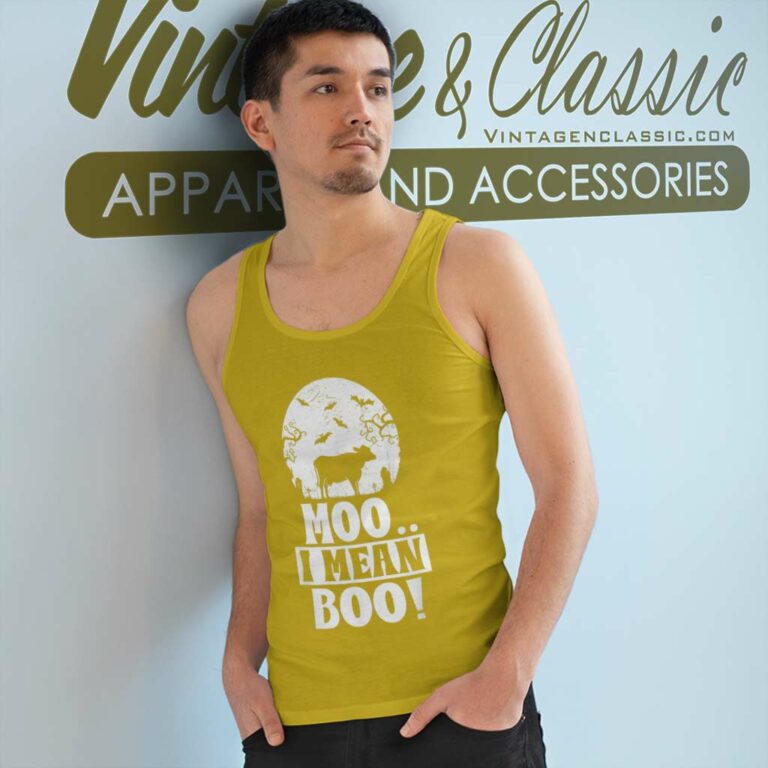 Ghost Cow Halloween Moo I Mean Boo Tank Top Racerback Ghost Cow Halloween Moo I Mean Boo Tank Top Racerback
