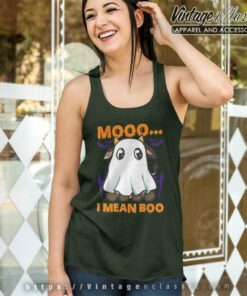 Ghost Cow Moo I Mean Boo Funny Halloween Cow Boo Tank Top Racerback