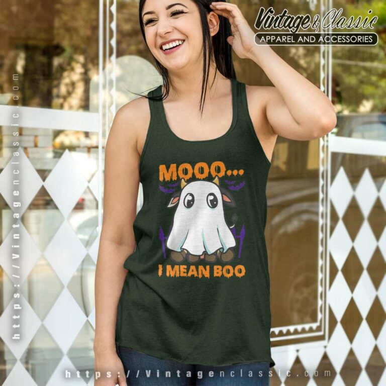 Ghost Cow Moo I Mean Boo Funny Halloween Cow Boo Tank Top Racerback Ghost Cow Moo I Mean Boo Funny Halloween Cow Boo Tank Top Racerback