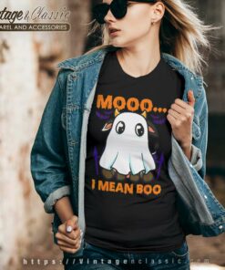 Ghost Cow Moo I Mean Boo Funny Halloween Cow Boo V Neck TShirt