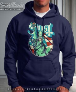 Ghost Shirt Ghost Blue Statue Stars and Stripes Hoodie