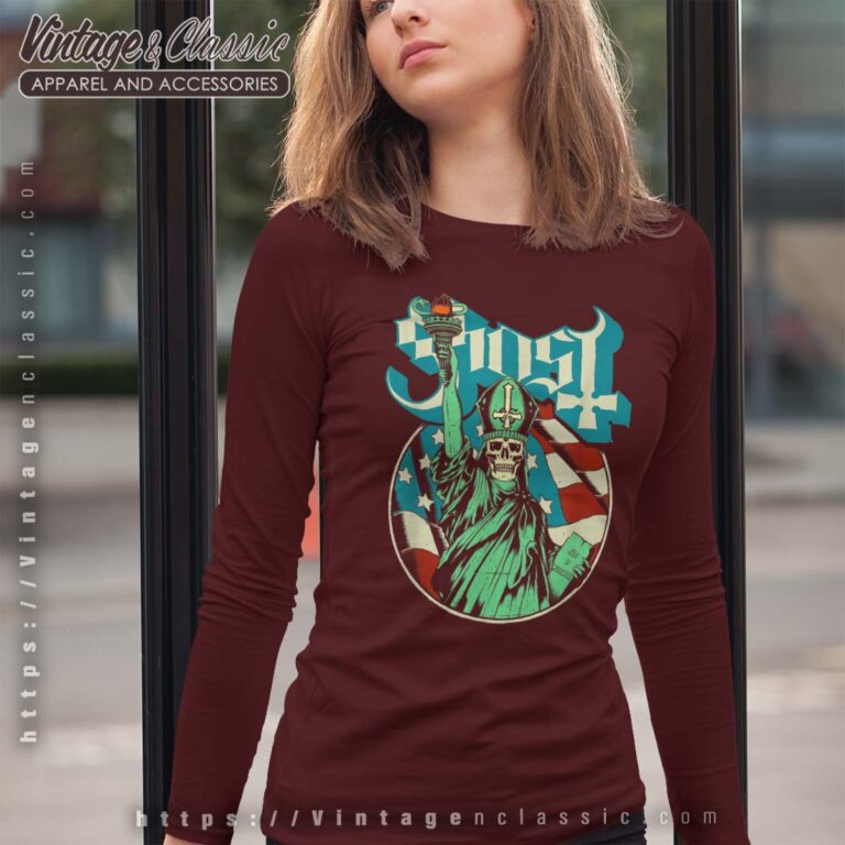 Ghost Shirt Ghost Blue Statue Stars and Stripes Longsleeves Ghost Shirt Ghost Blue Statue Stars and Stripes Longsleeves