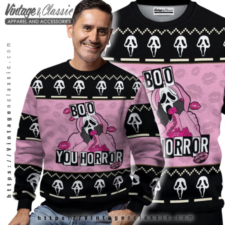 Ghostface Boo You Whore Halloween Ugly Christmas Sweater Men Ugly Sweater Ghostface Boo You Whore Halloween Ugly Christmas Sweater Men Ugly Sweater