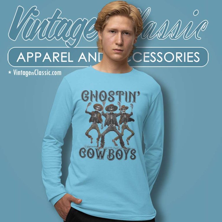 Ghostin Cowboys Halloween Skeleton Long Sleeve Tee Ghostin Cowboys Halloween Skeleton Long Sleeve Tee