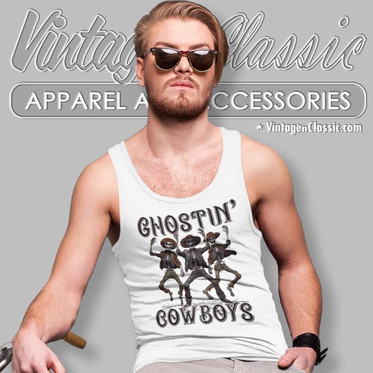 Ghostin Cowboys Halloween Skeleton Tank Top Racerback Ghostin Cowboys Halloween Skeleton Tank Top Racerback