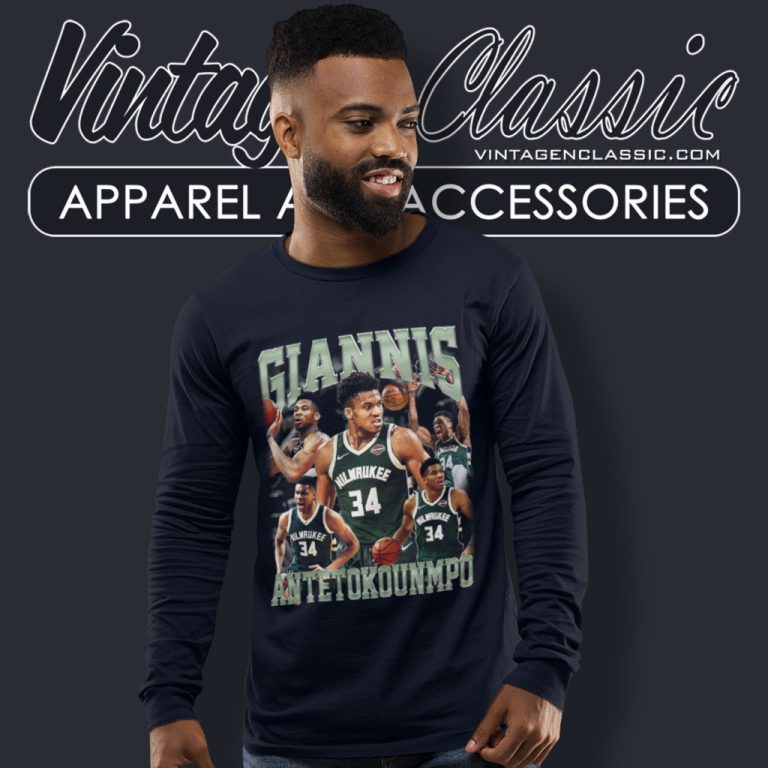 Giannis Antetokounmpo 90s Style Graphic Long Sleeve Tee Giannis Antetokounmpo 90s Style Graphic Long Sleeve Tee
