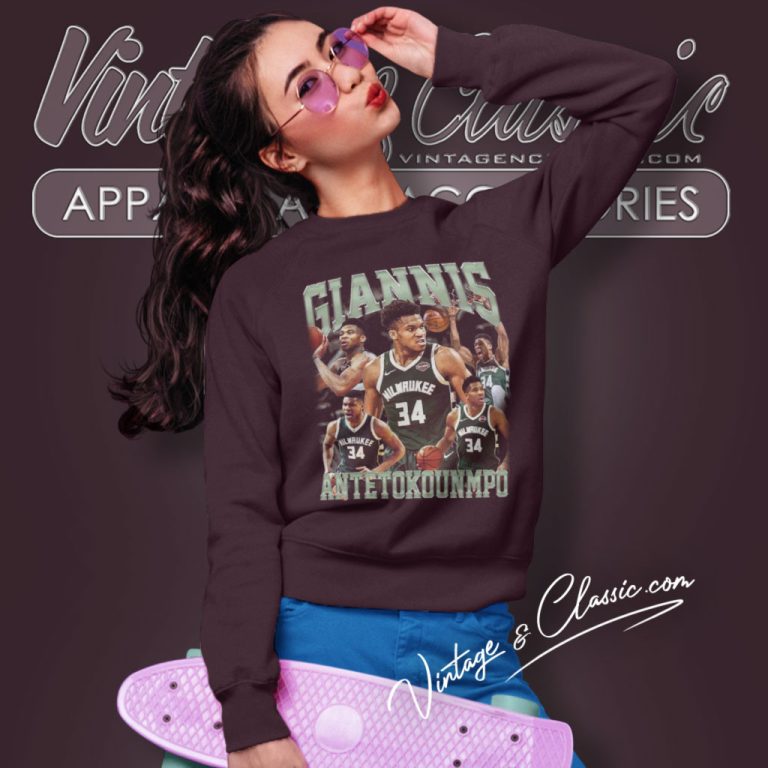 Giannis Antetokounmpo 90s Style Graphic Sweatshirt Giannis Antetokounmpo 90s Style Graphic Sweatshirt