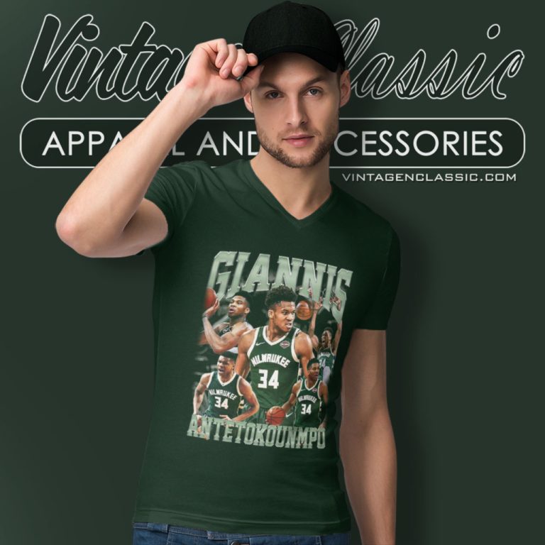 Giannis Antetokounmpo 90s Style Graphic V Neck TShirt Giannis Antetokounmpo 90s Style Graphic V Neck TShirt