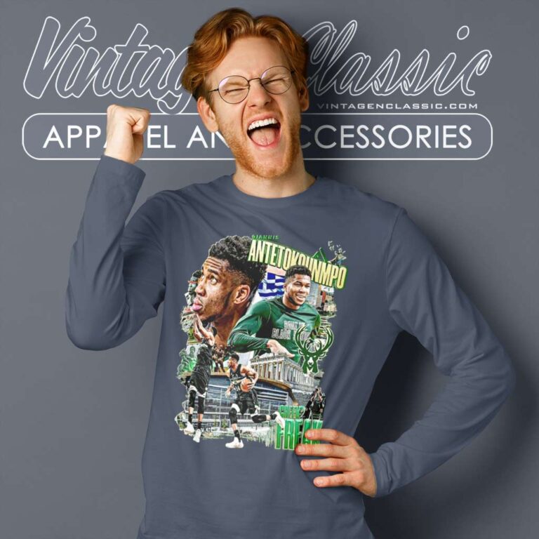Giannis Antetokounmpo Green Freak Milwaukee Bucks Long Sleeve Tee Giannis Antetokounmpo Green Freak Milwaukee Bucks Long Sleeve Tee