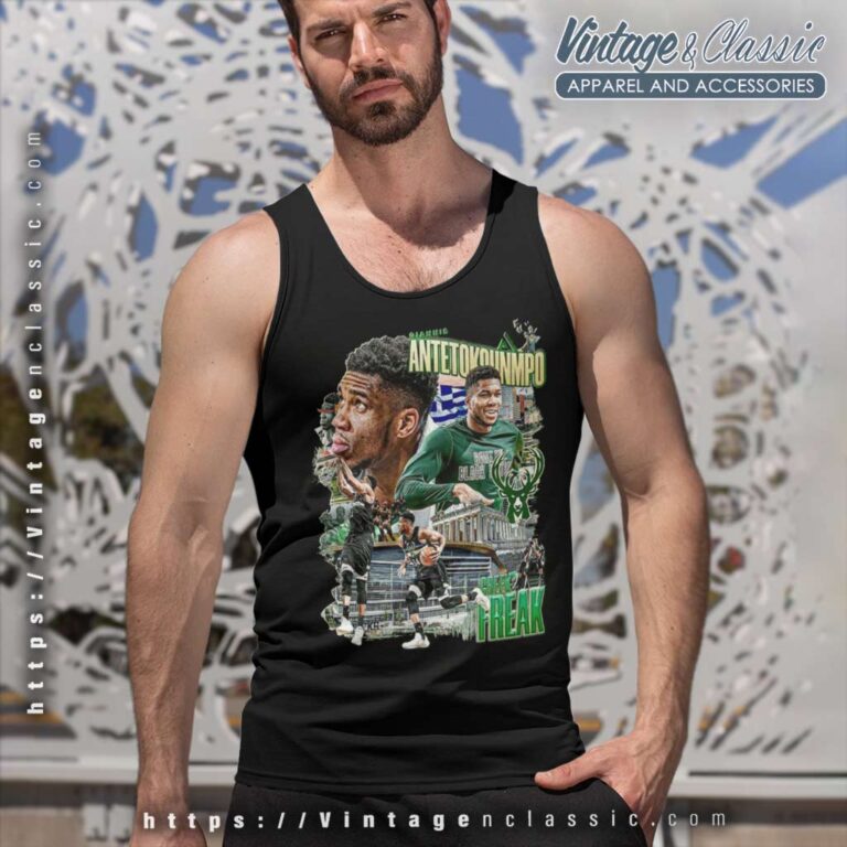 Giannis Antetokounmpo Green Freak Milwaukee Bucks Tank Top Racerback Giannis Antetokounmpo Green Freak Milwaukee Bucks Tank Top Racerback