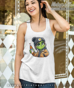 Girl Grinch Drinking Beer Shirt Gift For Christmas Tank Top Racerback