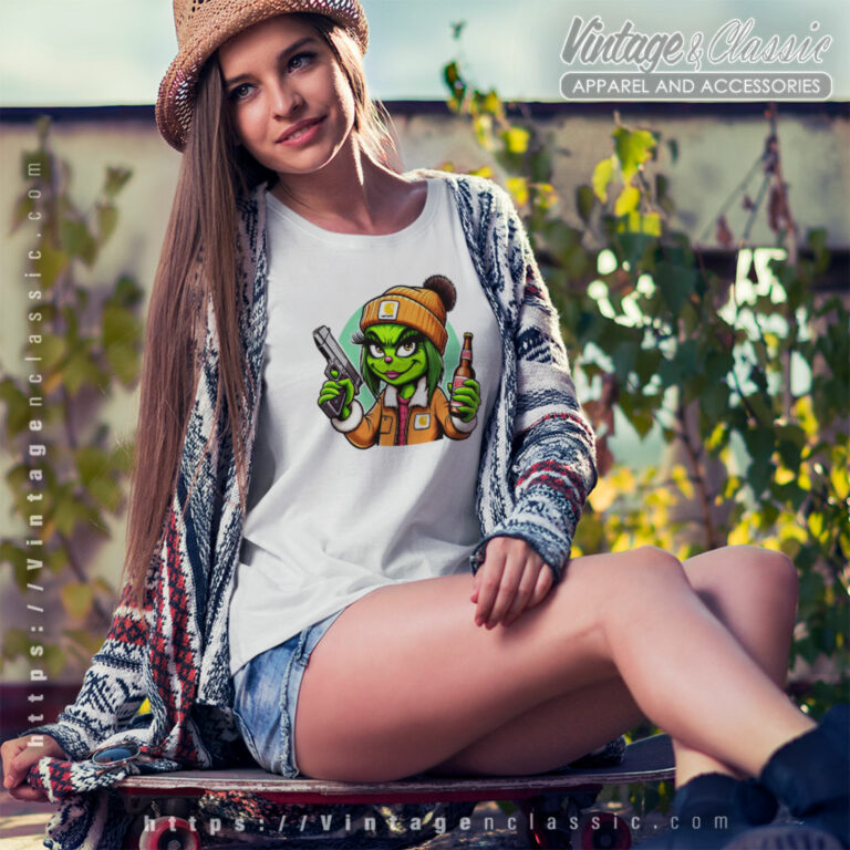 Girl Grinch Drinking Beer T Shirt 1 Girl Grinch Drinking Beer T Shirt 1