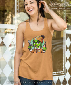 Girl Grinch Drinking Beer Tank Top Racerback 1