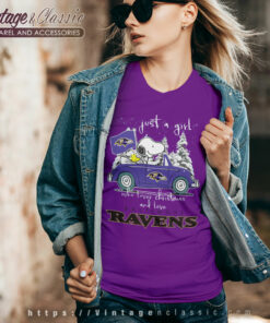 Girl Who Lover Christmas And Love Ravens V Neck TShirt