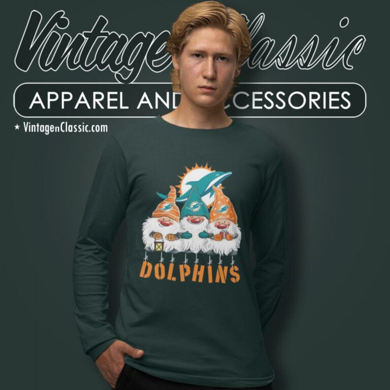 Gnomies Miami Dolphins Christmas Long Sleeve Tee Gnomies Miami Dolphins Christmas Long Sleeve Tee