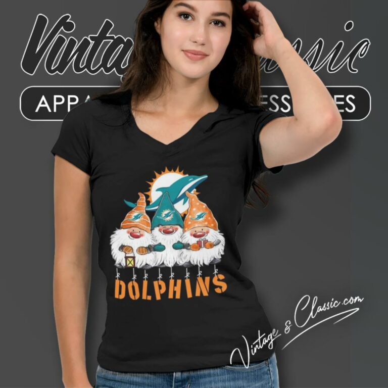 Gnomies Miami Dolphins Christmas V Neck TShirt Gnomies Miami Dolphins Christmas V Neck TShirt