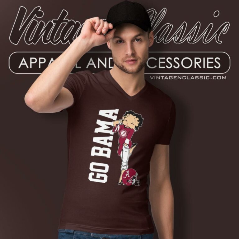 Go Alabama Crimson Tide Betty Boop V Neck TShirt Go Alabama Crimson Tide Betty Boop V Neck TShirt