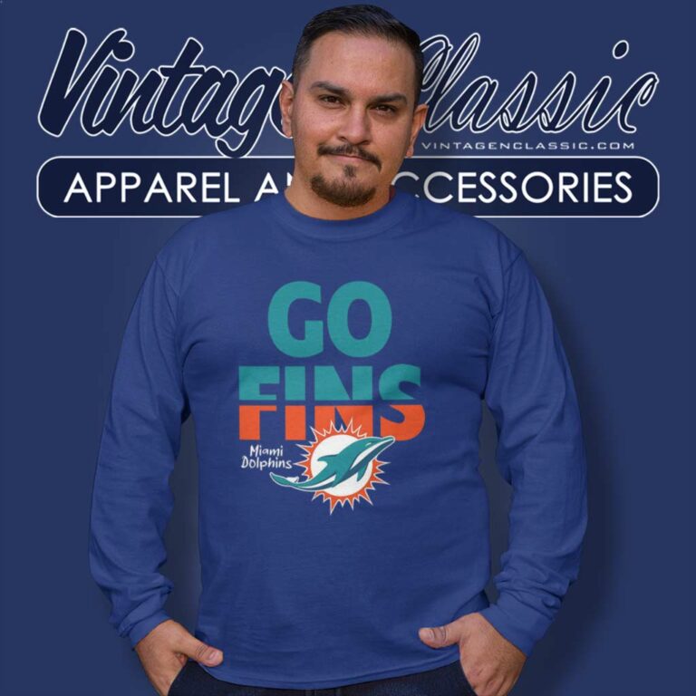 Go Fins Logo Miami Dolphins Logo Long Sleeve Tee Go Fins Logo Miami Dolphins Logo Long Sleeve Tee