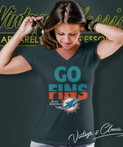 Go Fins Logo Miami Dolphins Logo V Neck TShirt