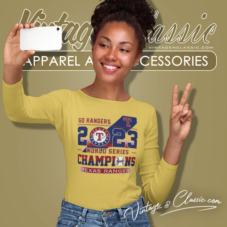 Go Rangers 2023 Texas Rangers American League Champions Long Sleeve Tee Go Rangers 2023 Texas Rangers American League Champions Long Sleeve Tee